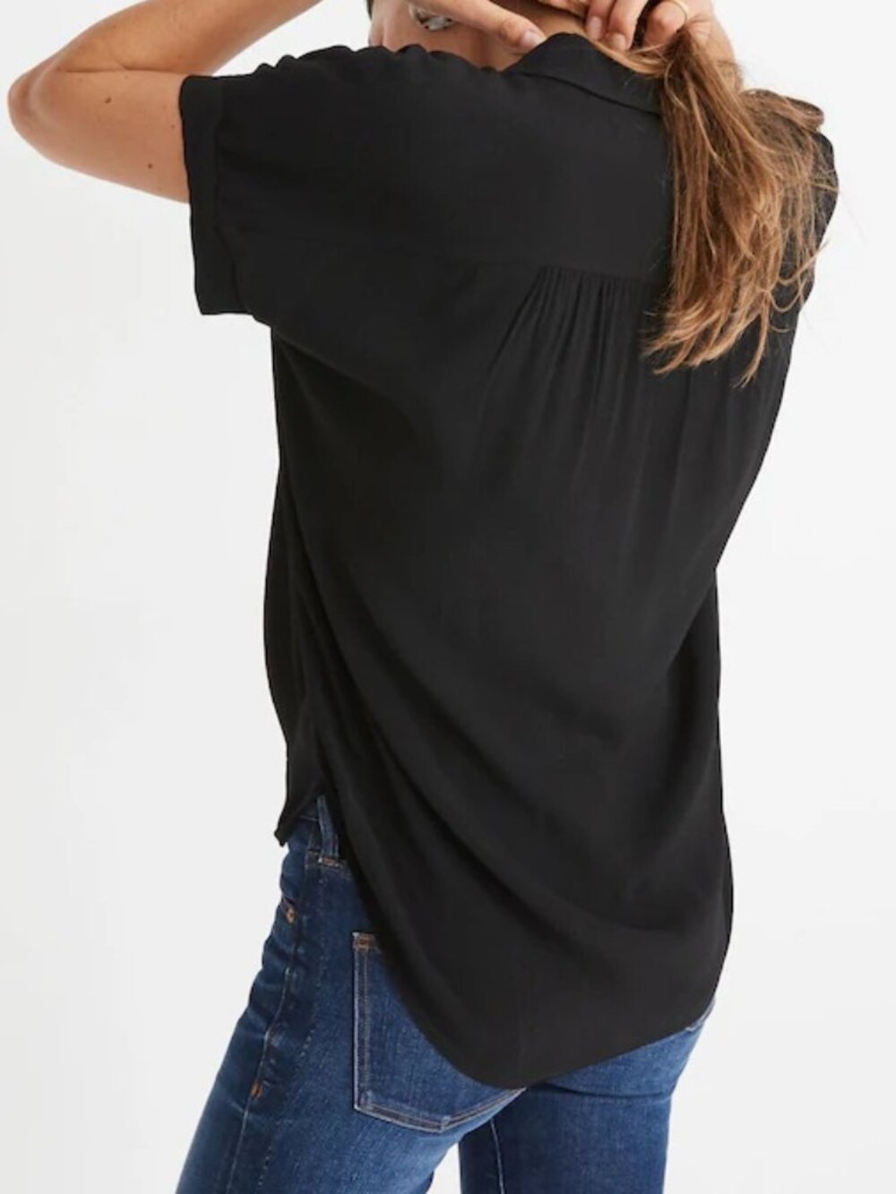 Madewell Central Drapey Shirt in Black Large